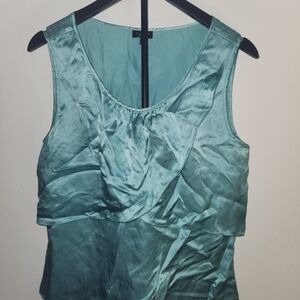 Elegant Silk Teal Sleeveless Top